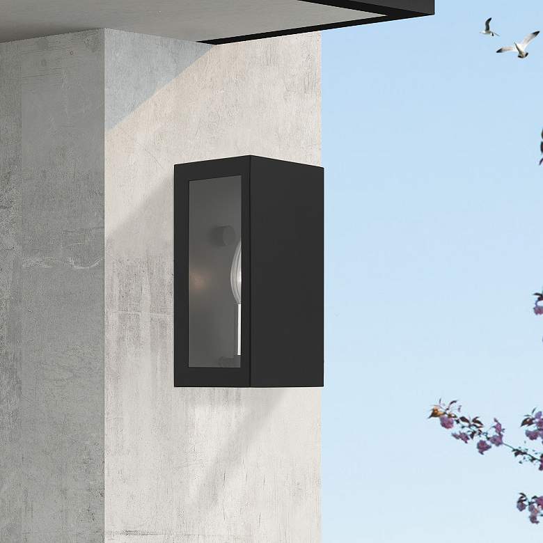 Image 1 1 Light Textured Black with Brushed Nickel Candles Outdoor ADA Small Sconce