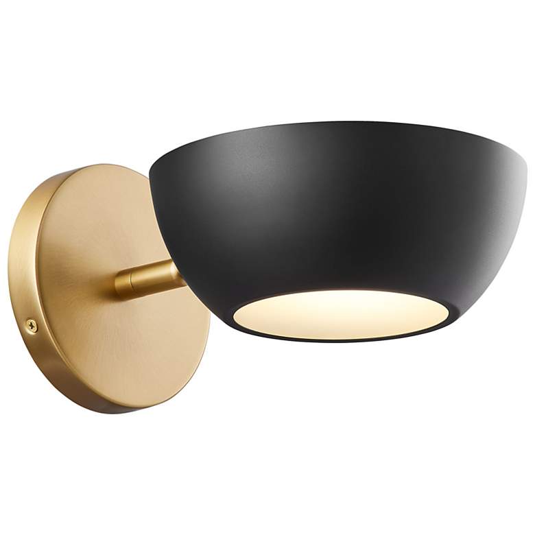Image 2 1-Light Wall Sconce in Matte Black and Natural Brass more views