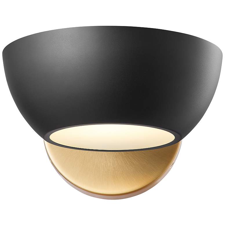 Image 4 1-Light Wall Sconce in Matte Black and Natural Brass more views
