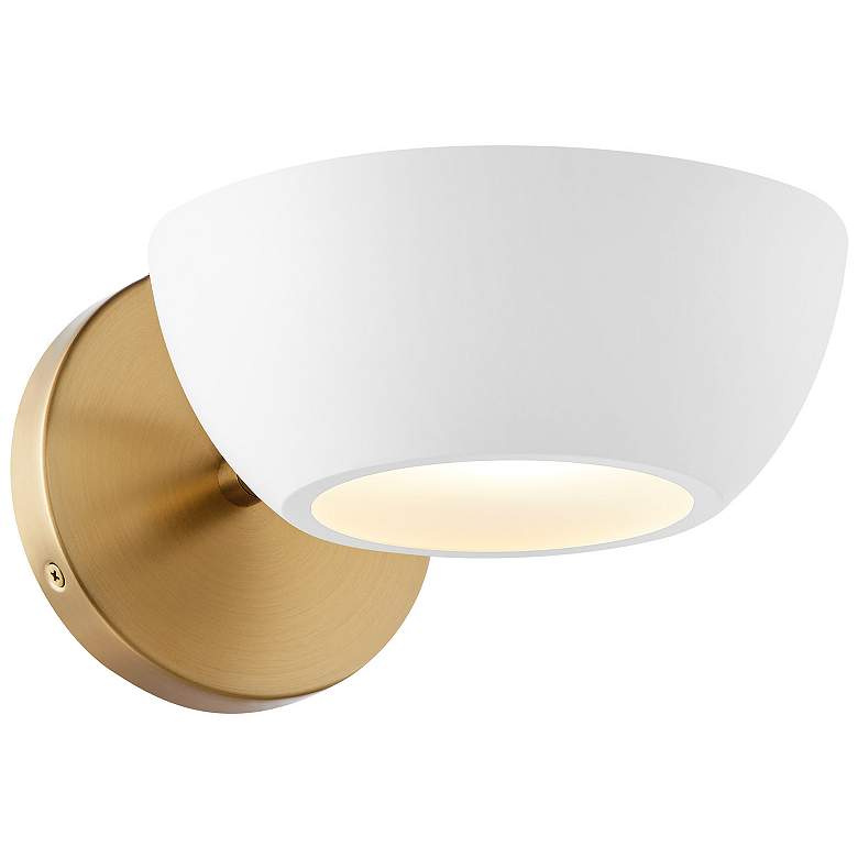 Image 1 1-Light Wall Sconce in White and Natural Brass