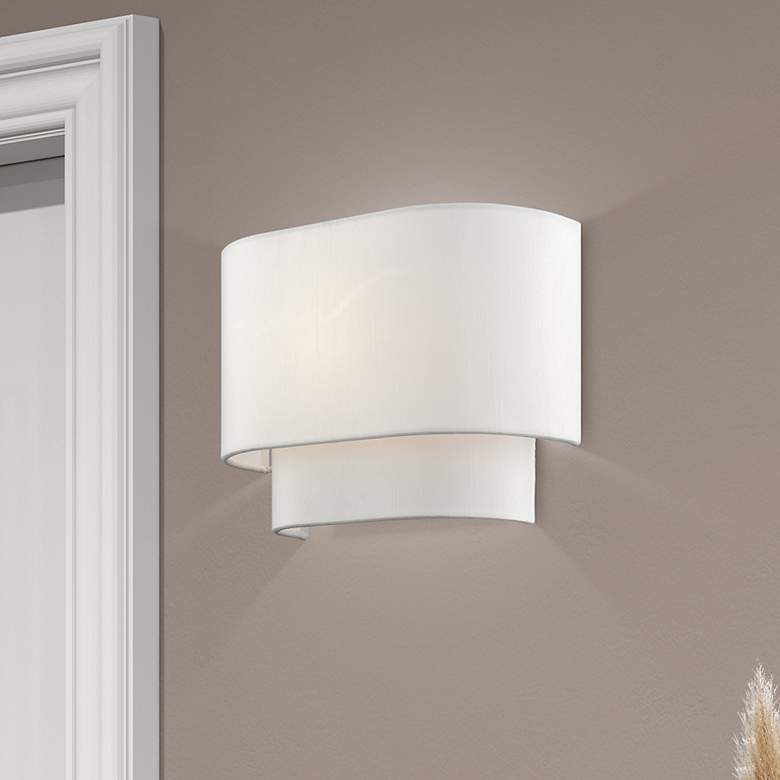 Image 1 1 Light White ADA Sconce with Off-White Shades