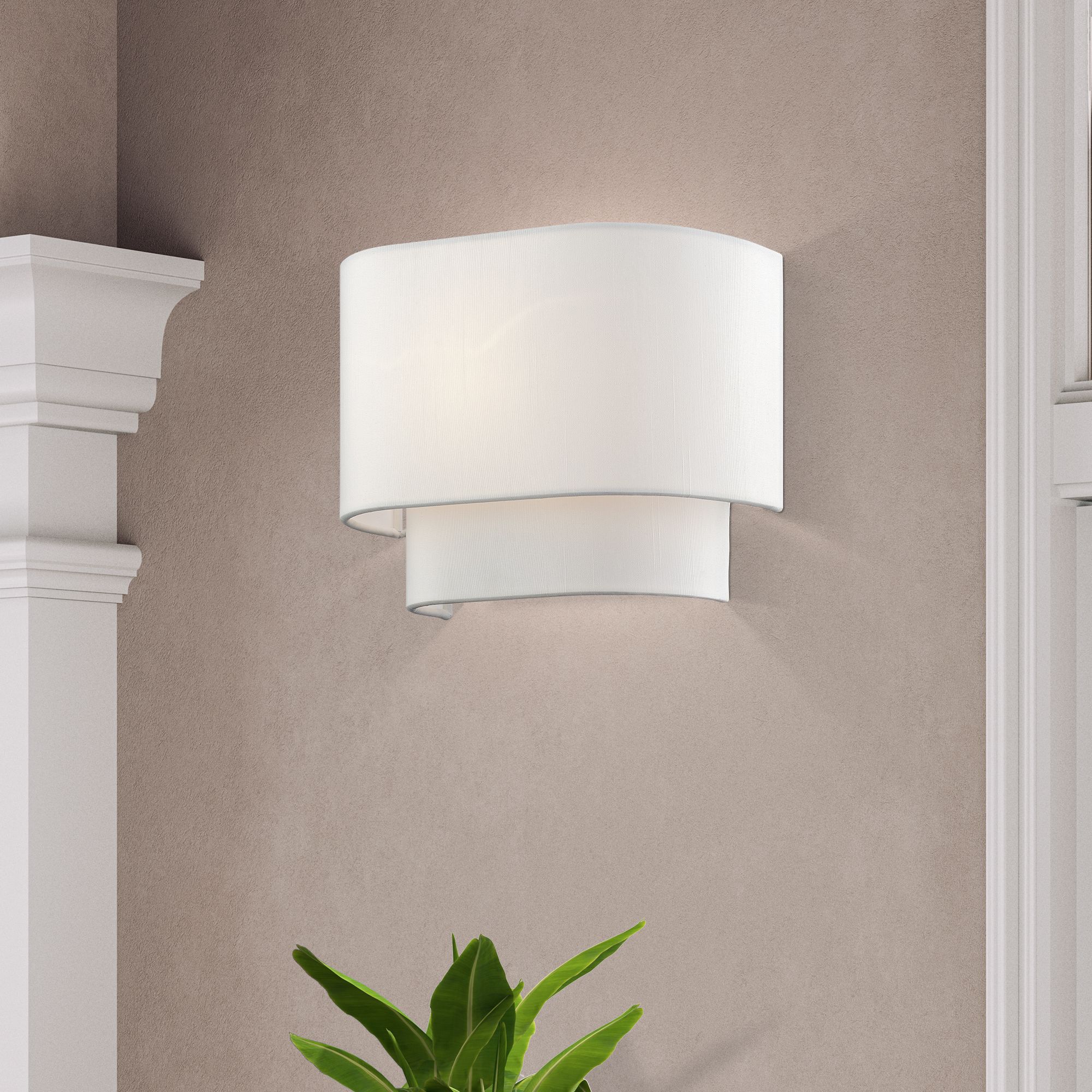 1 Light White ADA Sconce with Off-White Shades
