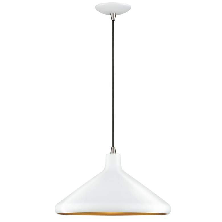 Image 2 1 Light White Cone Pendant with White Aluminum Shade