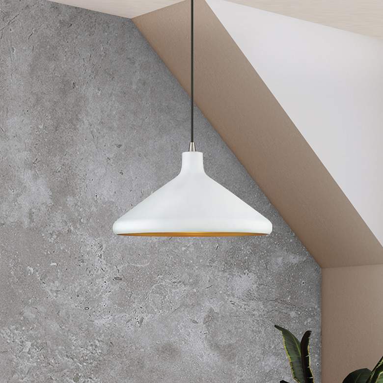 Image 1 1 Light White Cone Pendant with White Aluminum Shade