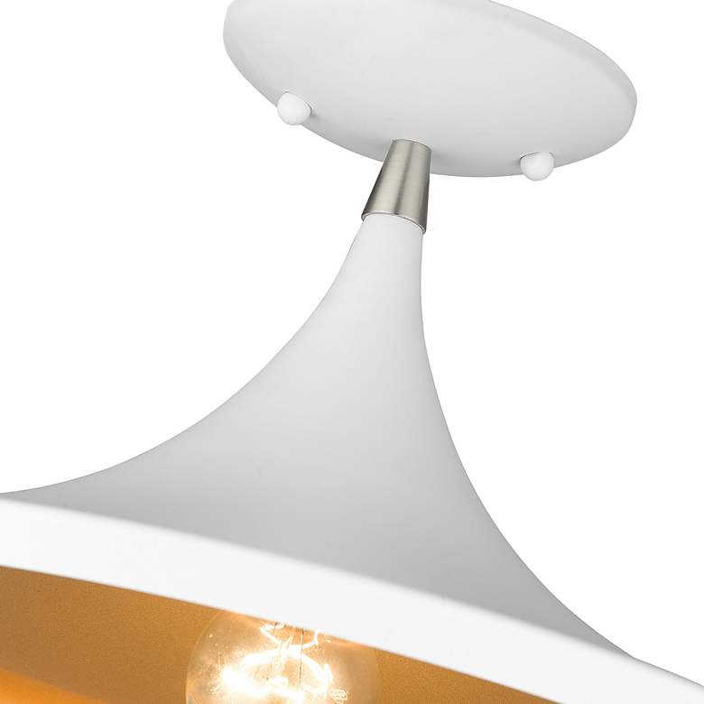 Image 7 1 Light White Semi-Flush with Brushed Nickel Finish Accents more views
