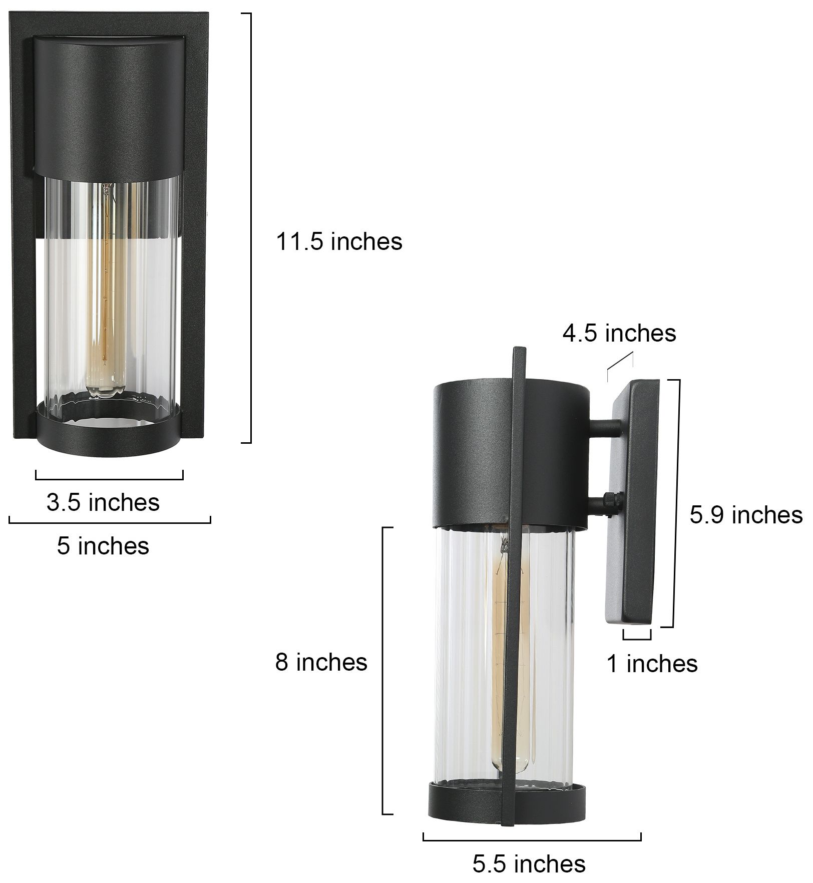 Image 6 1-Lights 11.4"H Cylinder Black Wall Lamp more views