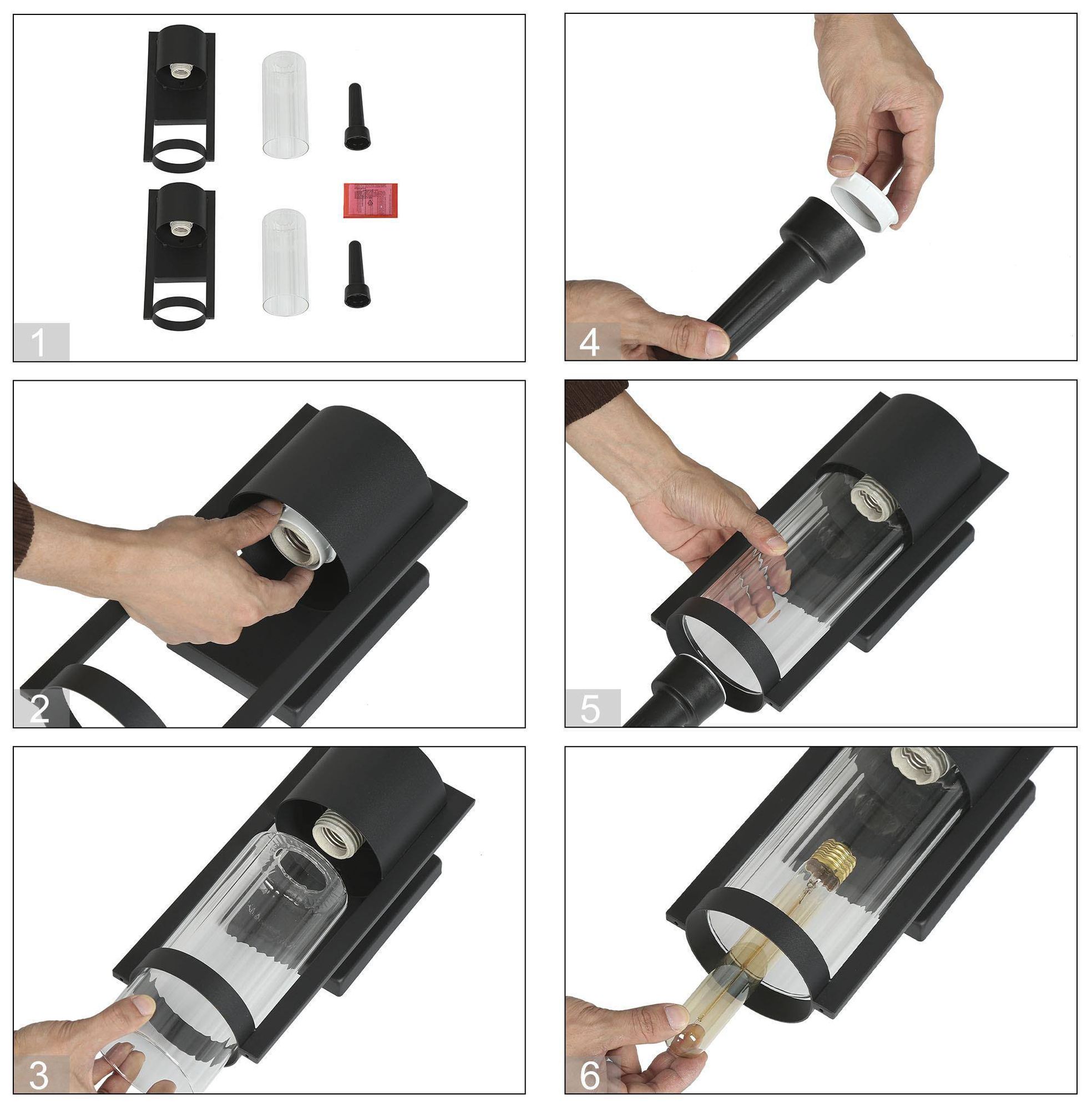 Image 7 1-Lights 11.4"H Cylinder Black Wall Lamp more views