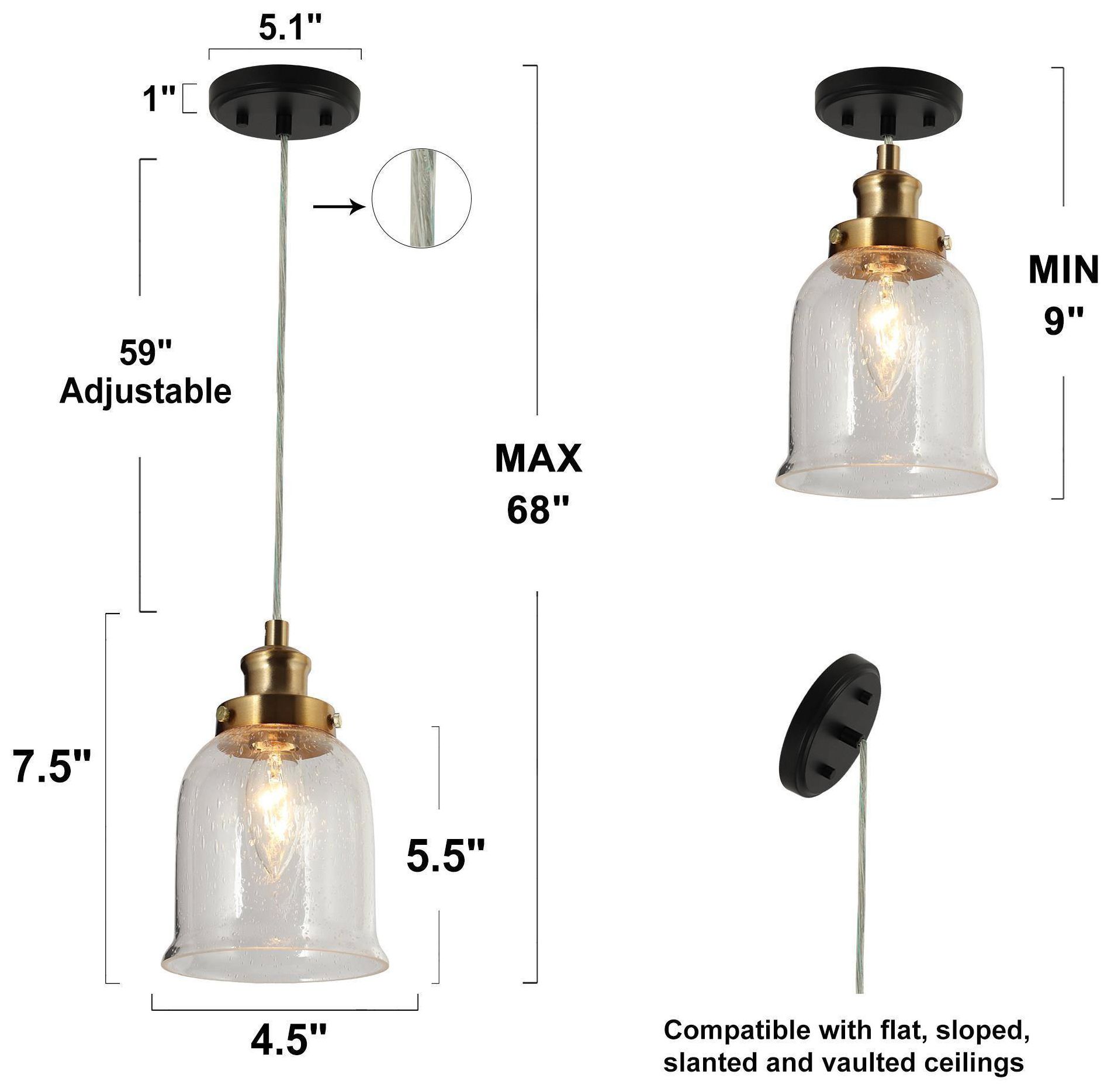 Image 6 1-lights 4.7"W Bell Plated Brass Pendant Lights more views