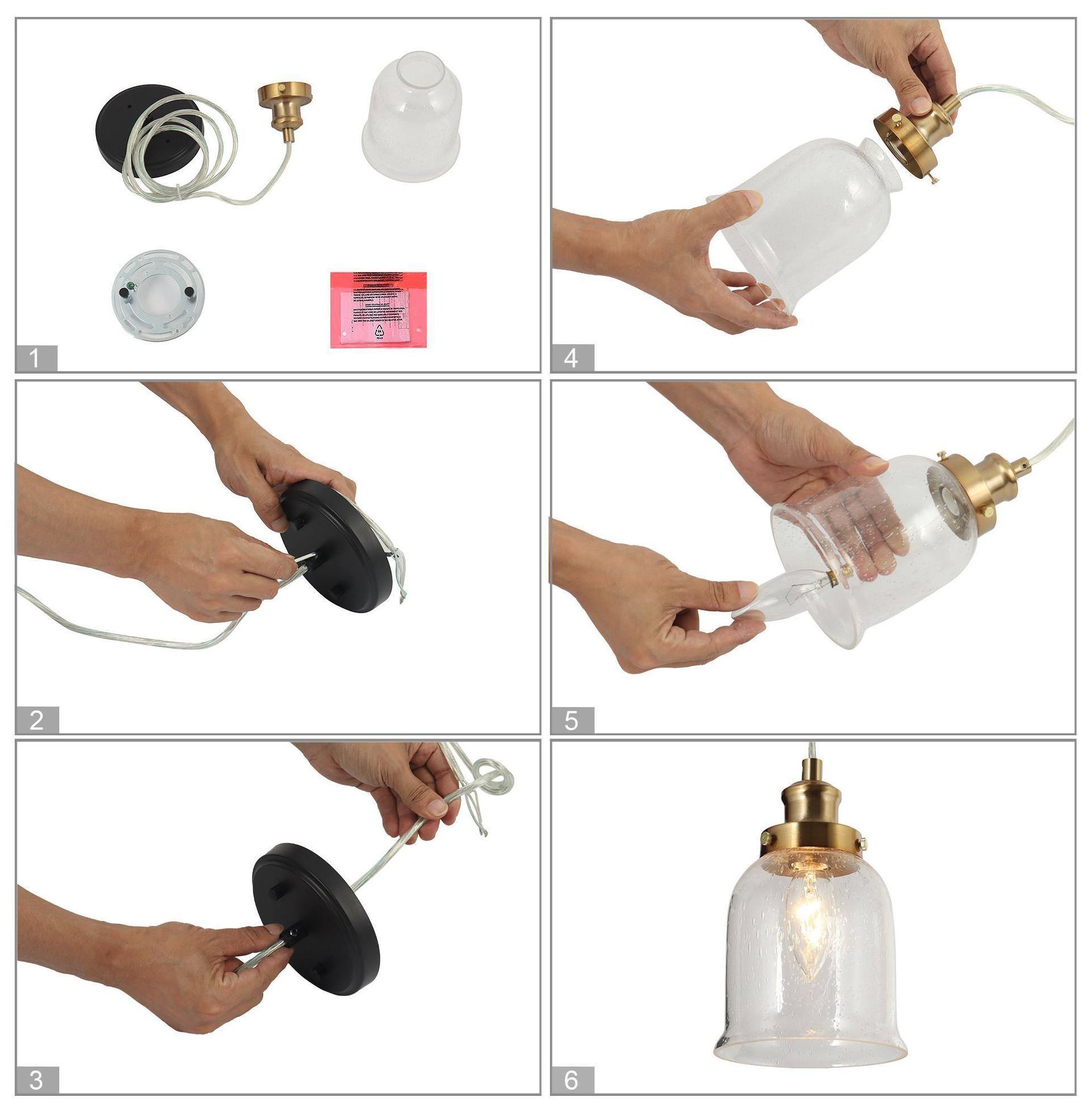 Image 7 1-lights 4.7"W Bell Plated Brass Pendant Lights more views