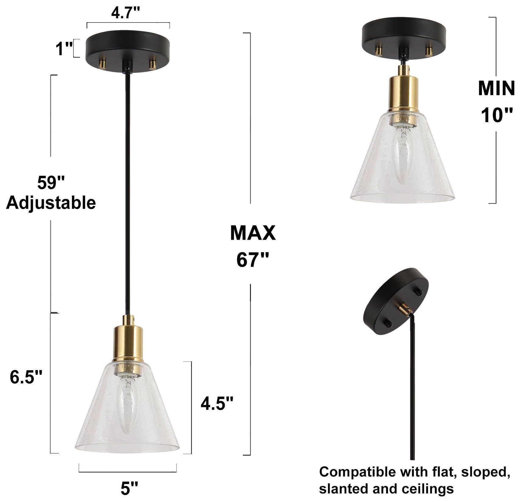 Image 5 1-Lights 5.1"W Tapered Plated Brass Pendant Lights more views