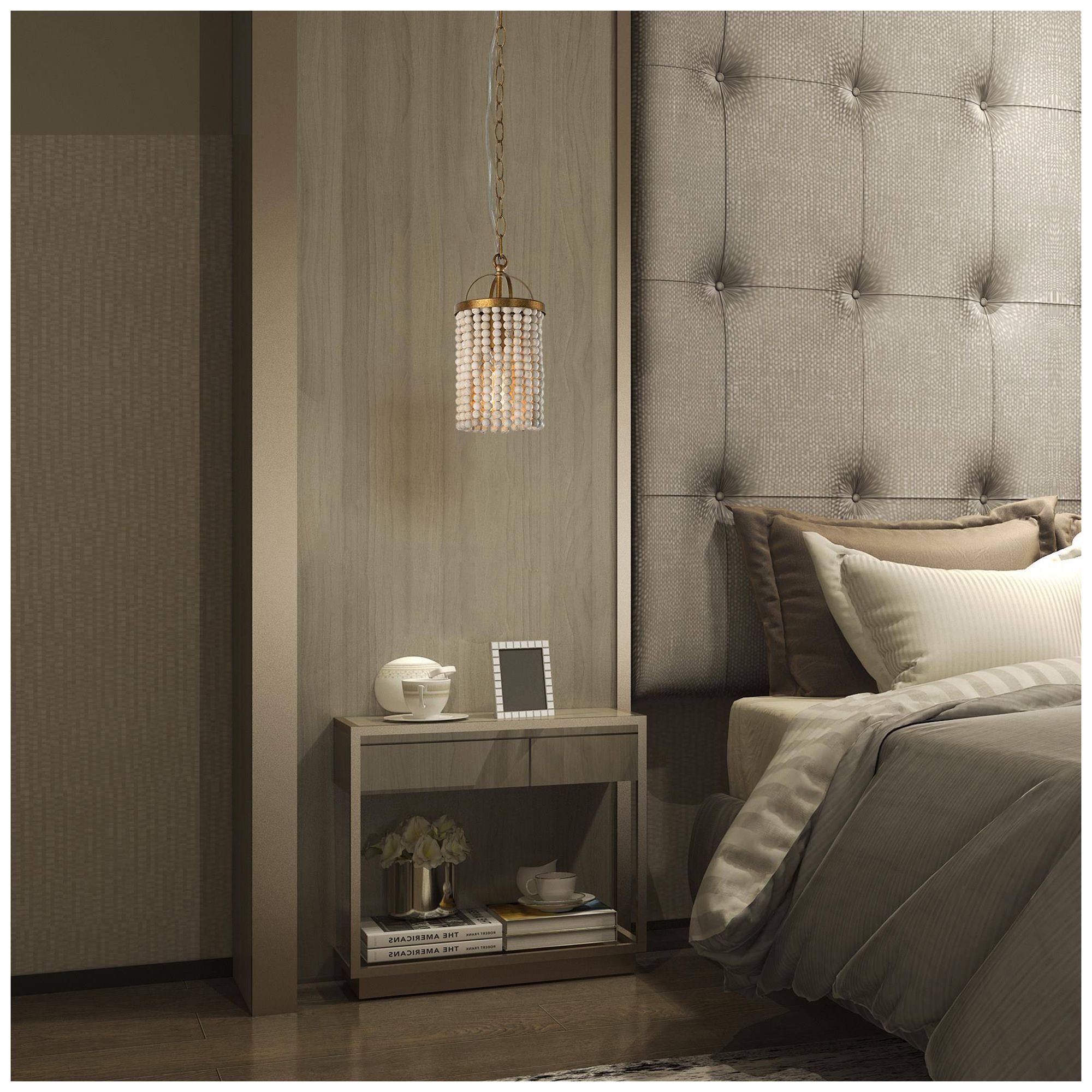 1-Lights 5.9"W Cylinder Gold Leaf Pendant Lights