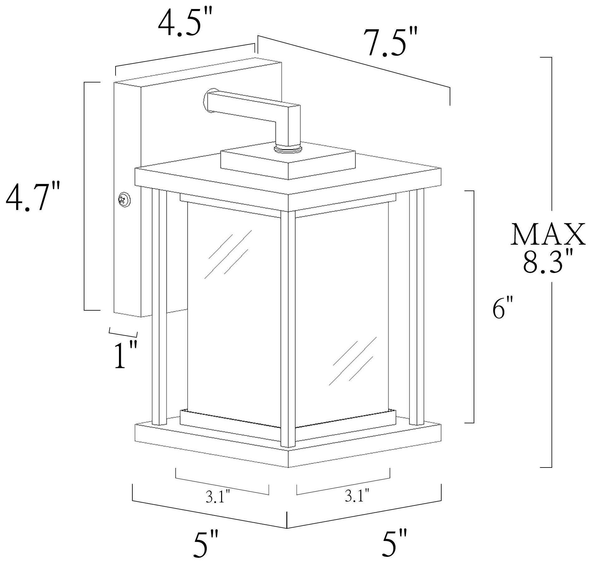 Image 5 1-Lights 8.3"H Rectangle Black Wall Lamp more views