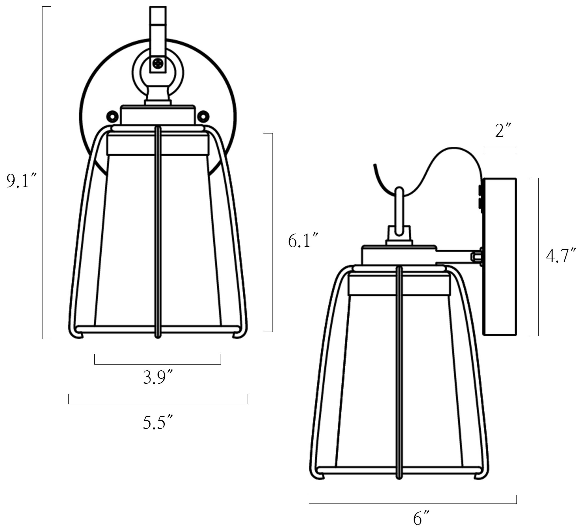 Image 5 1-Lights 9.1"H Bell Black Wall Lamp more views