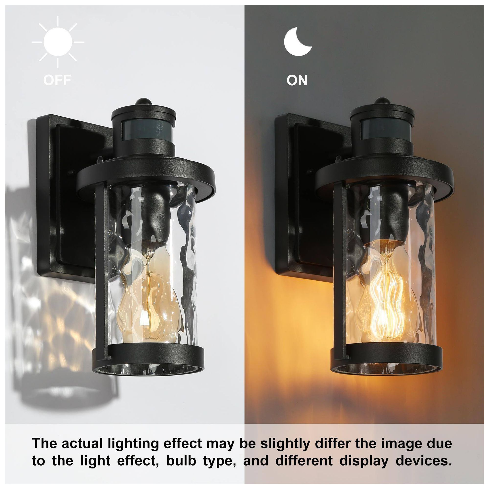 Image 2 10.2" High Textured Black Cylinder Motion Outdoor Wall Light more views