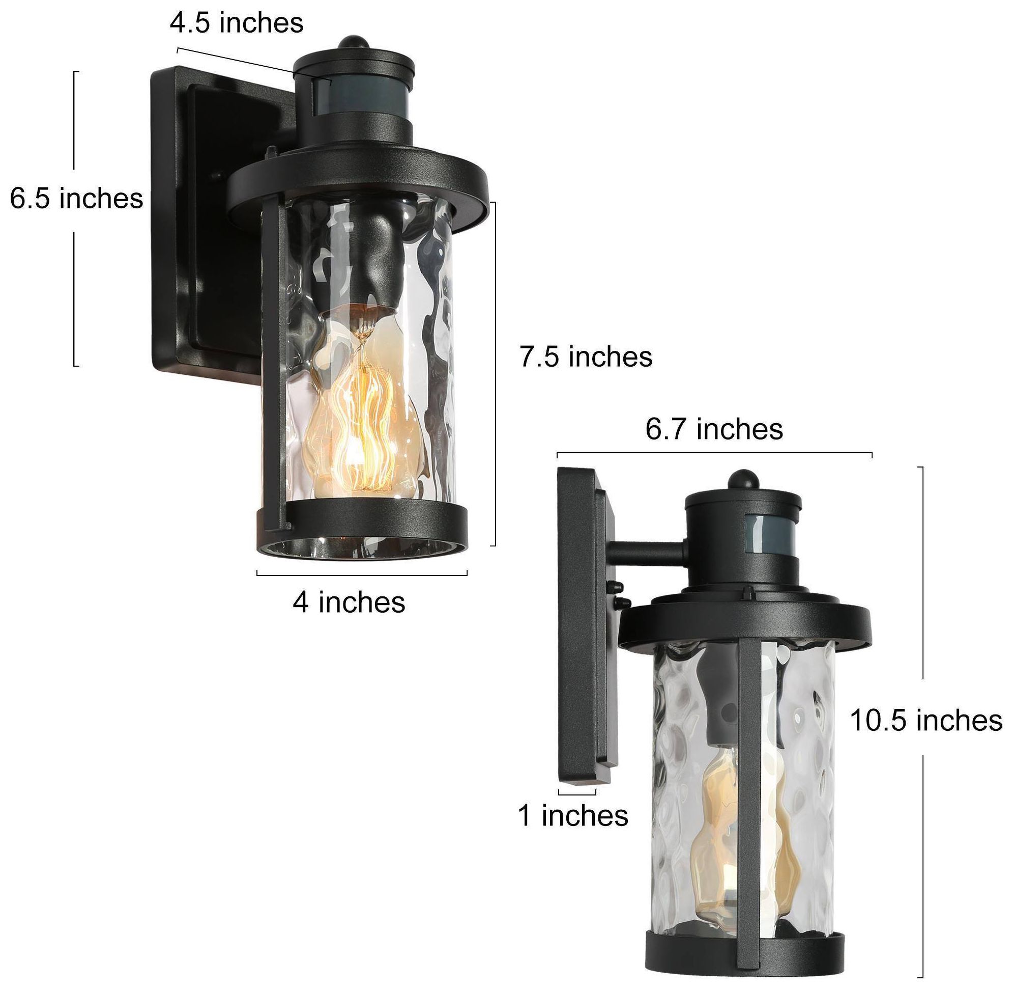 Image 4 10.2" High Textured Black Cylinder Motion Outdoor Wall Light more views