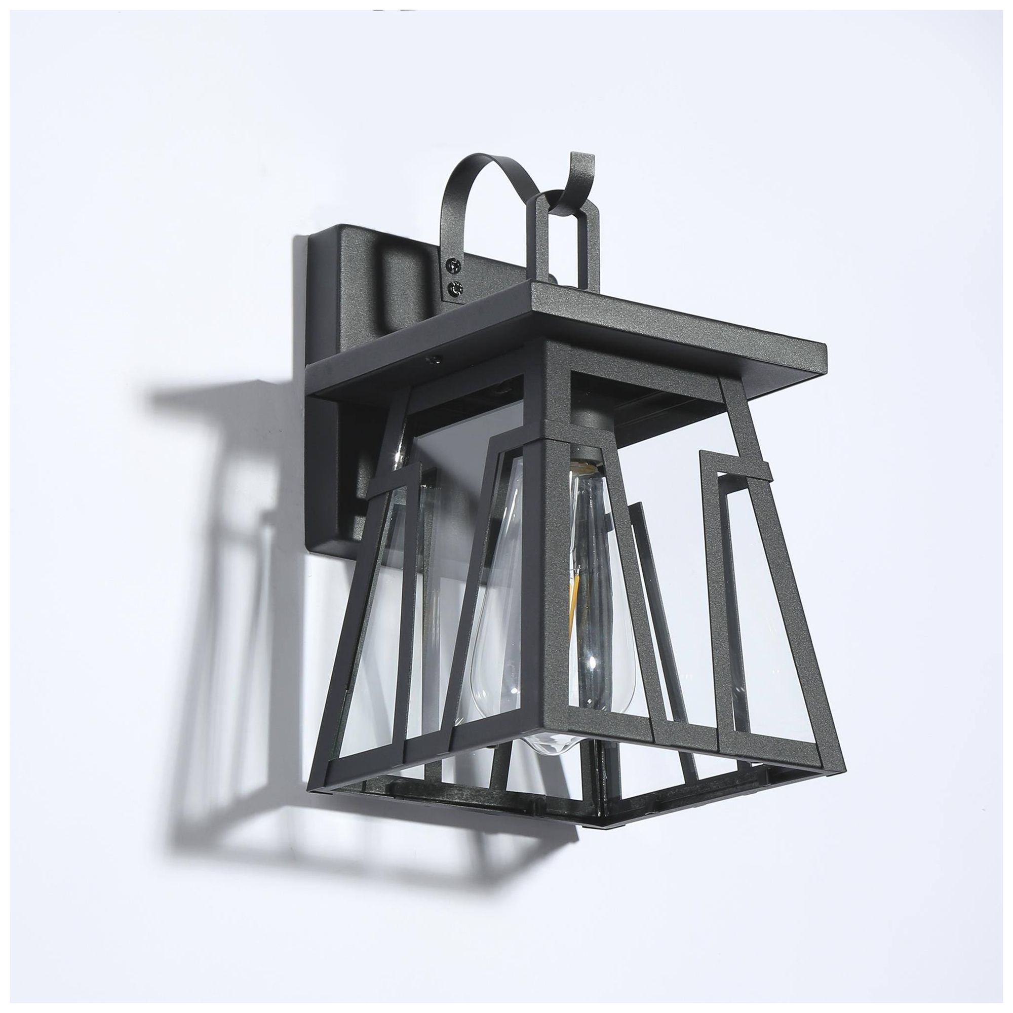 Image 3 10.2" High Textured Black Geometric Metal Outdoor Wall Light more views