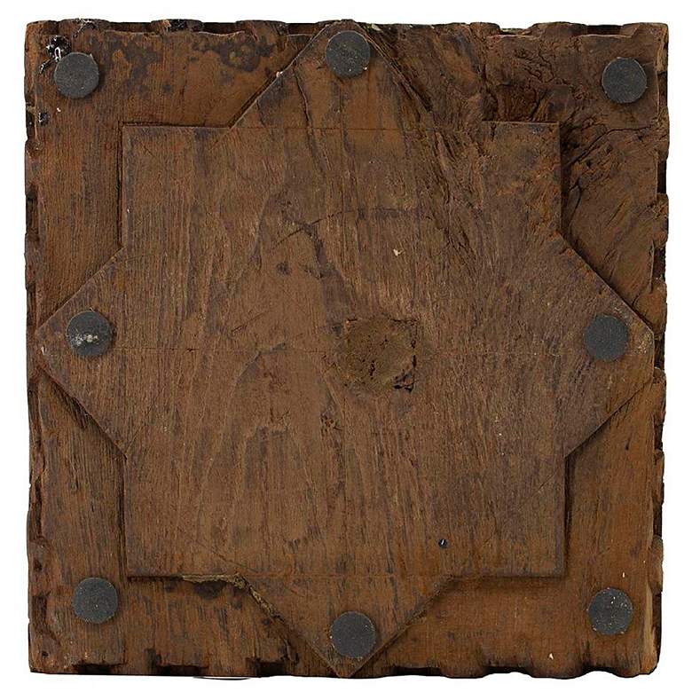 Image 6 10.2" Wide Antique Brown Carved Pillar Candle Holder more views