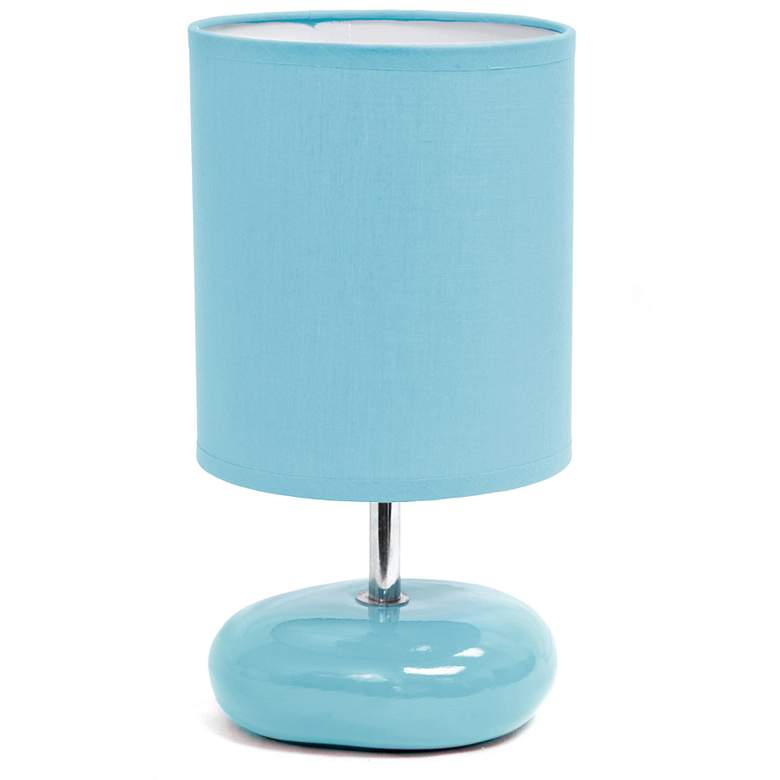 Image 1 10.24" Stonies Small Stone Look Table Bedside Lamp with LED Bulb, Blue