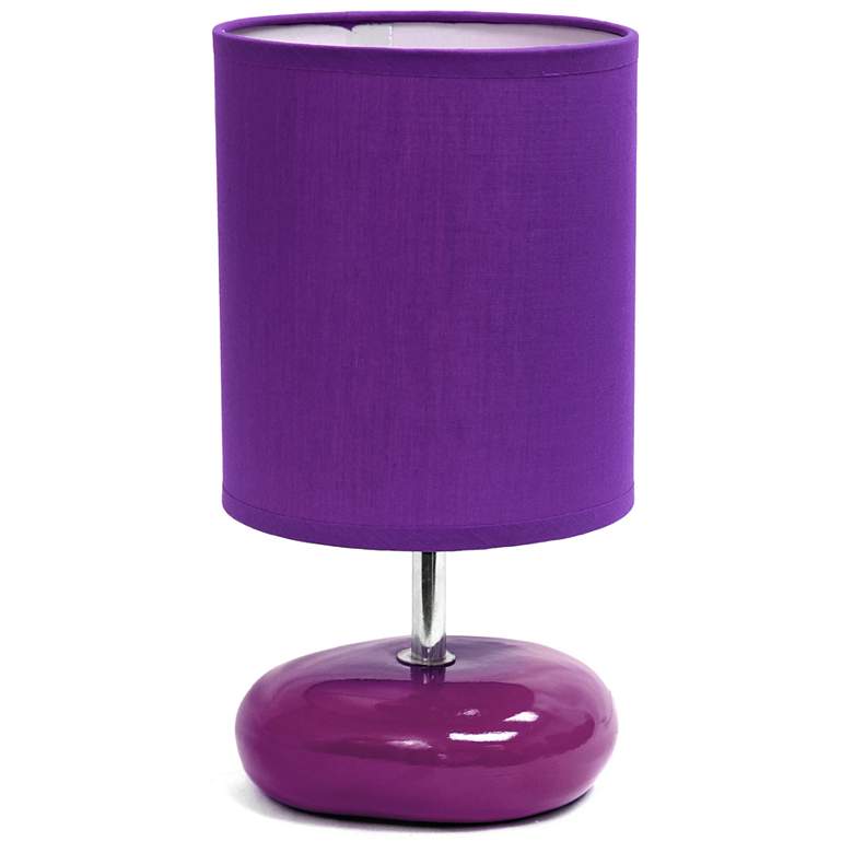 Image 1 10.24" Stonies Small Stone Look Table Bedside Lamp with LED Bulb, Purp