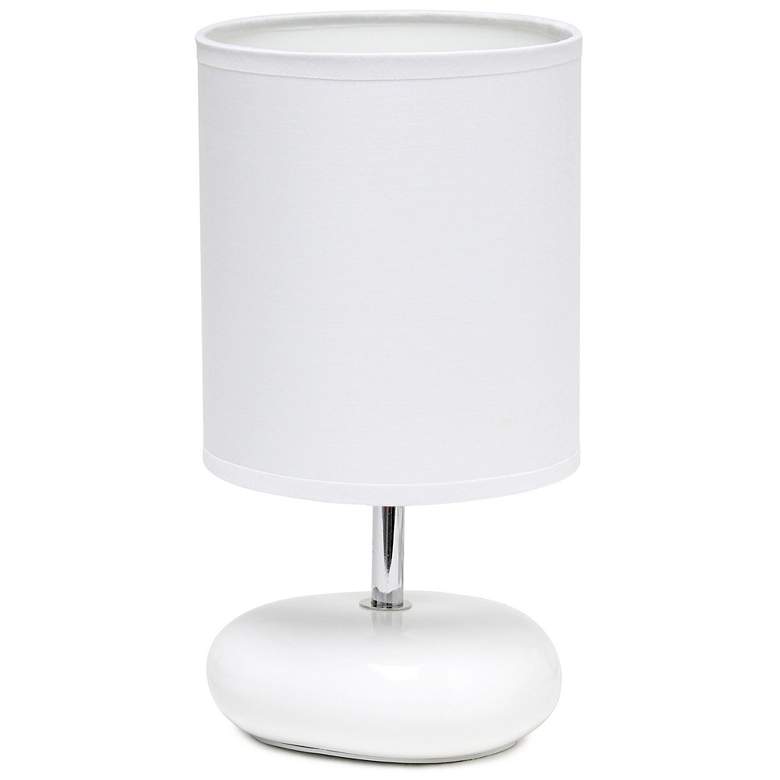 Image 1 10.24" Stonies Small Stone Look Table Bedside Lamp with LED Bulb, Whit