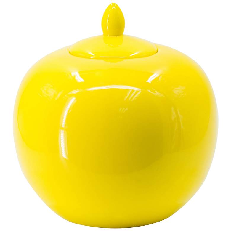 Image 1 10.4" Round Yellow Jar with Handled Lid