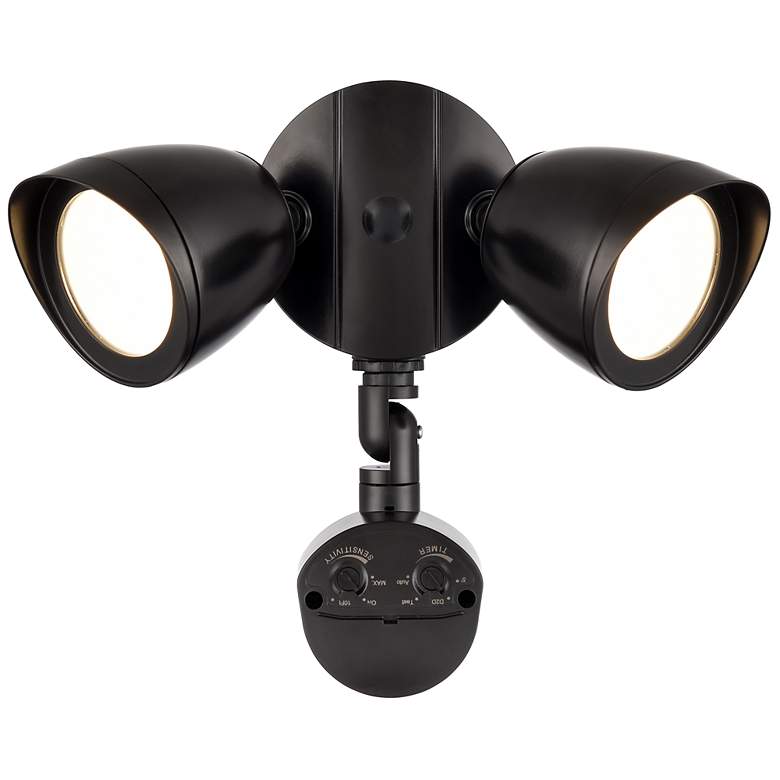 Image 2 10.5" High 2-Light Integrated LED Outdoor Security Flood Light in Black more views