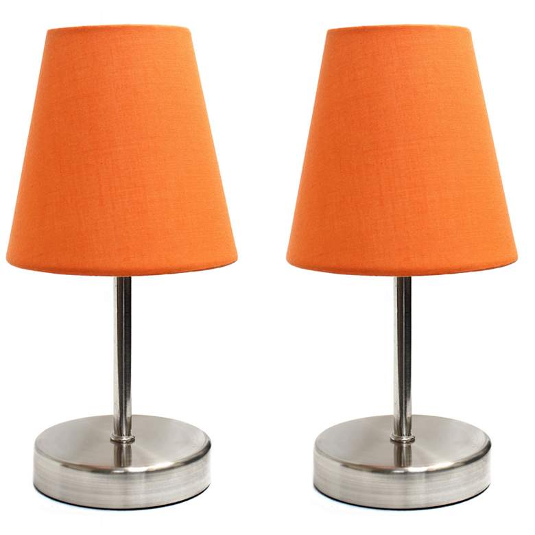 Image 1 10.5" Iconic Duo Mini Sand Nickel Table Lamp Two Pack Set, Orange Shad