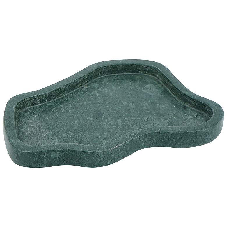 Image 1 10.6" Wide Teal Marble Tray with Organic Design