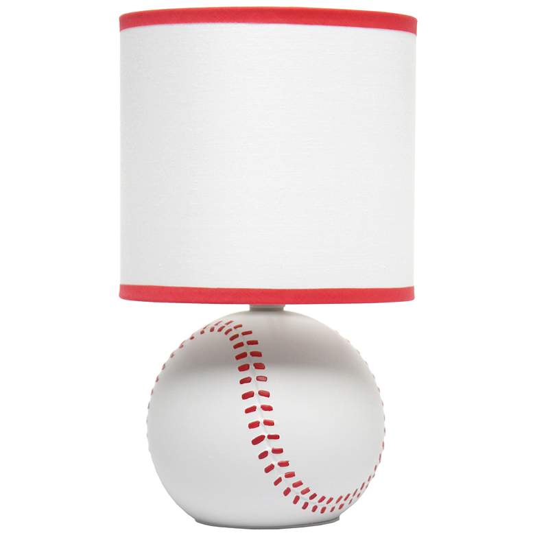 Image 1 10.7" Mini Baseball Table Lamp for Kids Room, Mancave, White and Red