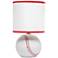10.7" Mini Baseball Table Lamp for Kids Room, Mancave, White and Red