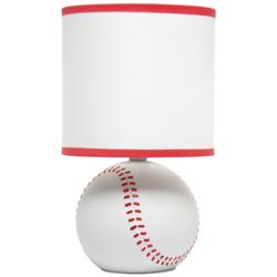 10.7" Mini Baseball Table Lamp for Kids Room, Mancave, White and Red