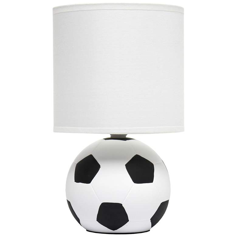 Image 1 10.7" Mini Soccer Table Lamp for Kids Room, Mancave, White and Black