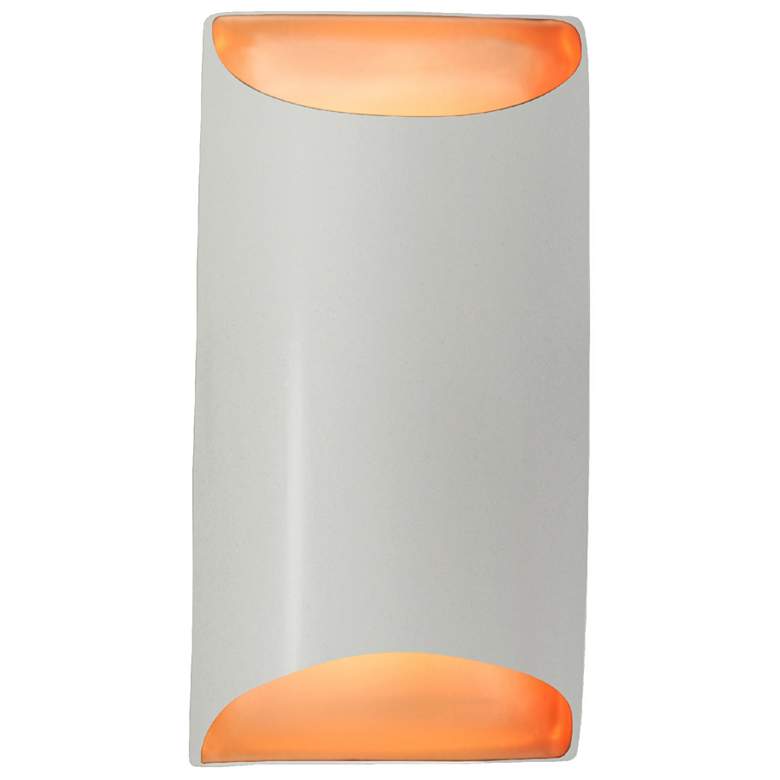 Image 1 10.75" Matte White/Gold Small Tapered Cylinder ADA Outdoor LED Sconce