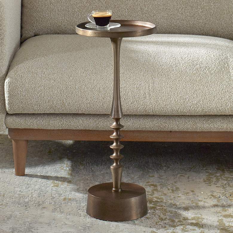 Image 1 10 1/4" Wide x 24 1/2" High Bronze Metal Accent Table