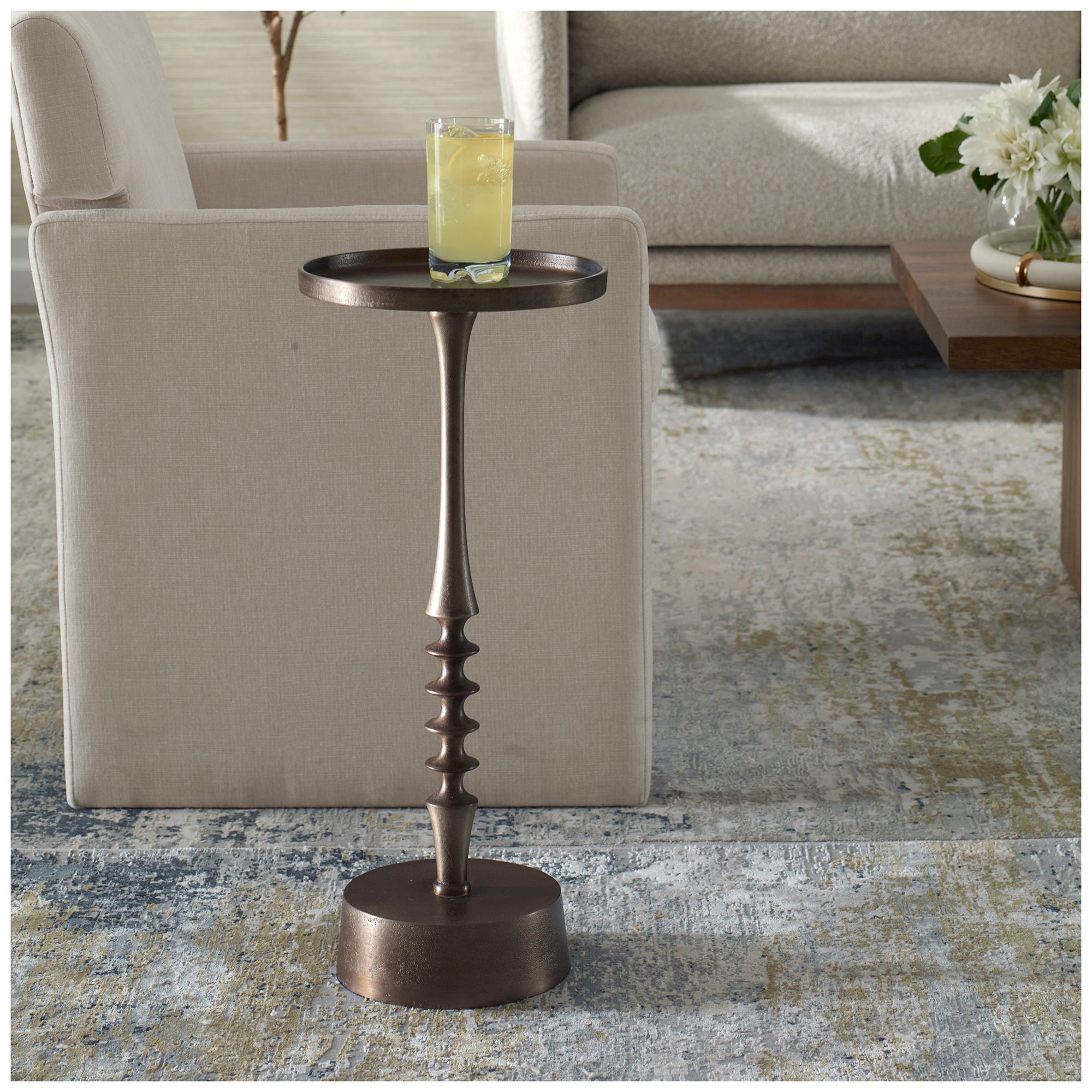 Image 3 10 1/4" Wide x 24 1/2" High Bronze Metal Accent Table more views