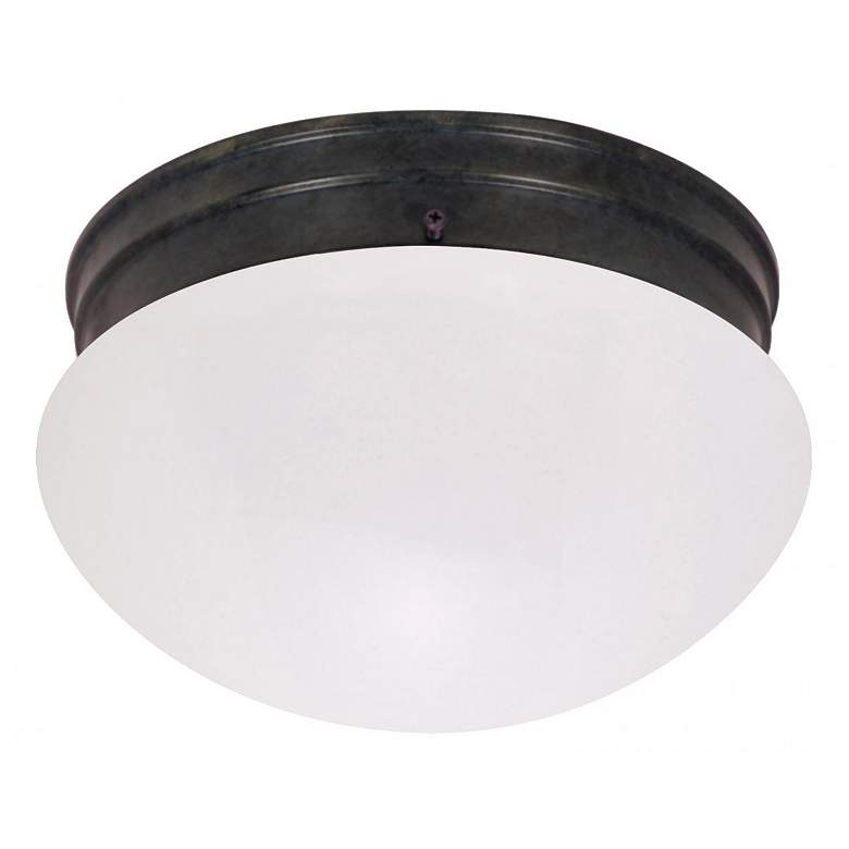 Image 1 10 in.; Mushroom Mahogany Bronze Frosted Glass Incandescent
