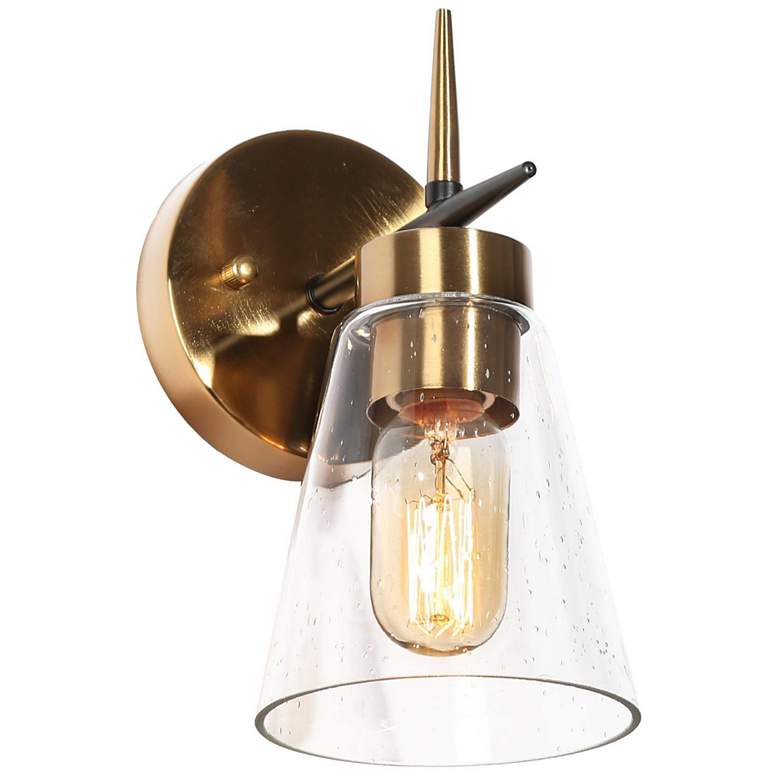 Image 1 10" High 1-Light Black And Brass Armed Wall Sconce