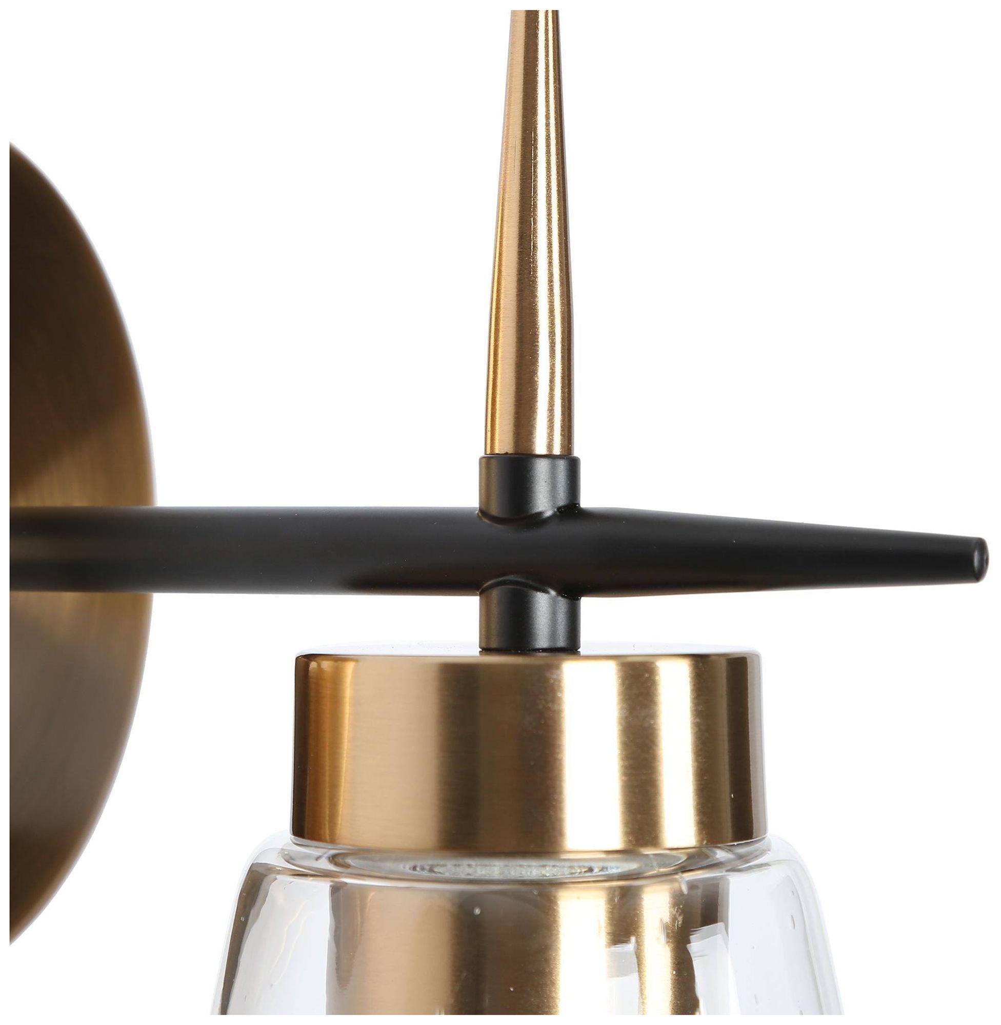 Image 3 10" High 1-Light Black And Brass Armed Wall Sconce more views