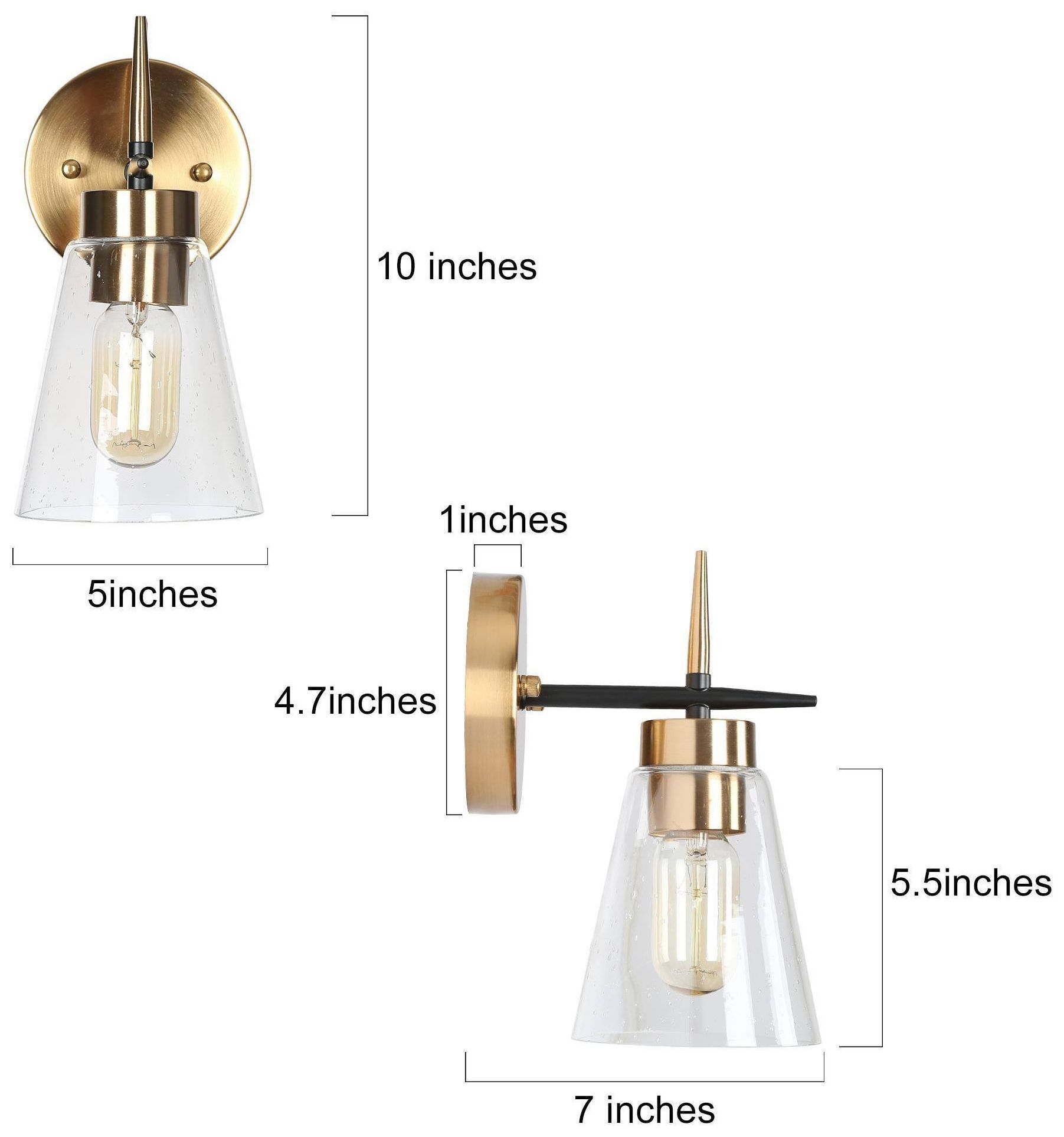 Image 5 10" High 1-Light Black And Brass Armed Wall Sconce more views
