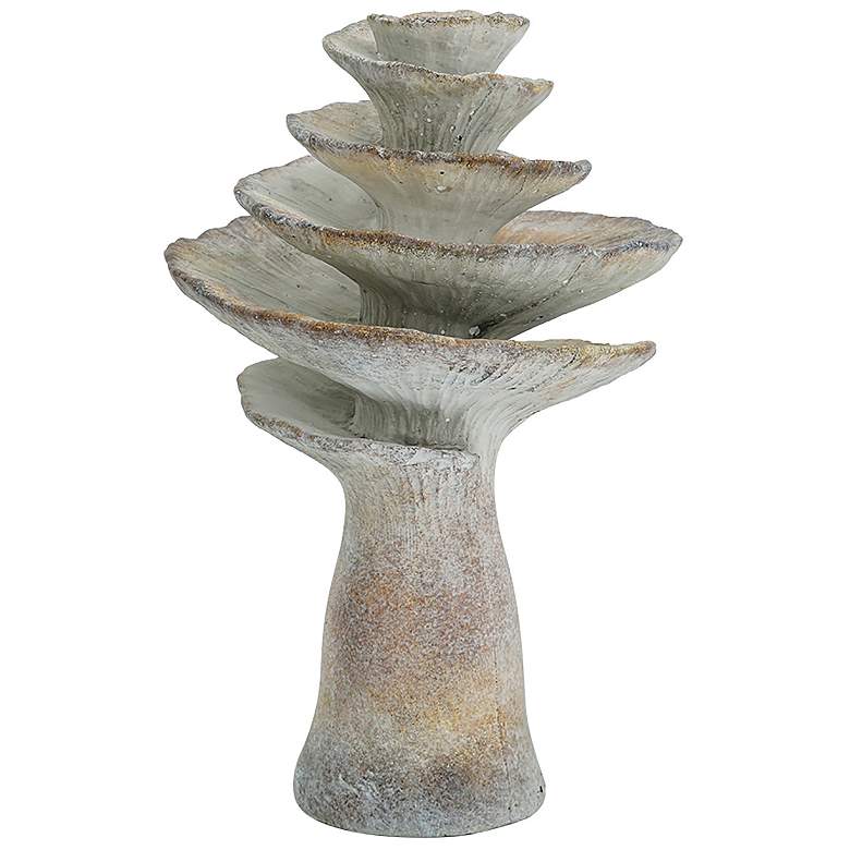Image 1 10" High Cement Gray And Brown Candle Holder with Weathered Tiered Des
