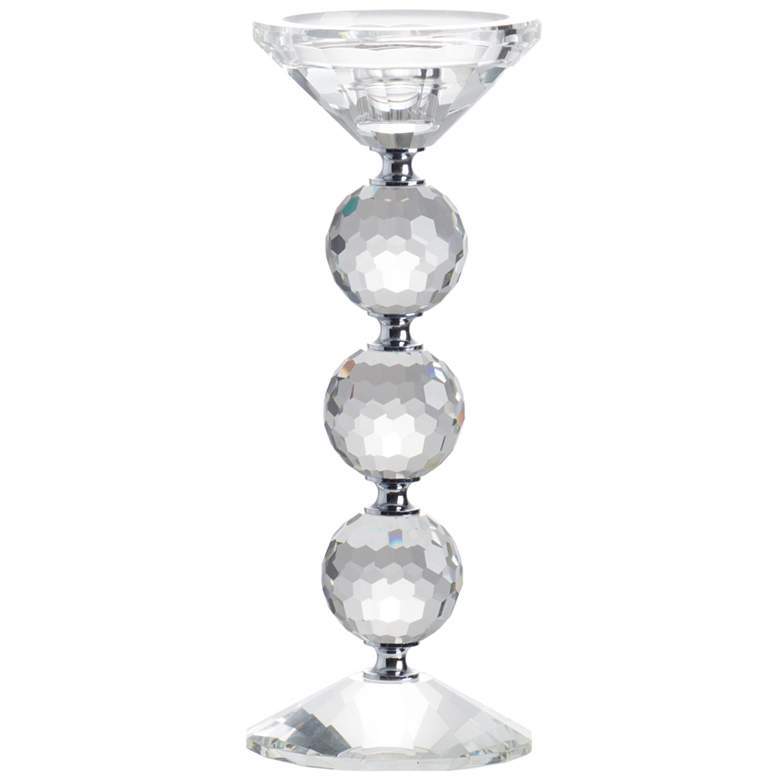 Image 1 10" High Clear and Polished Silver Candle Holder
