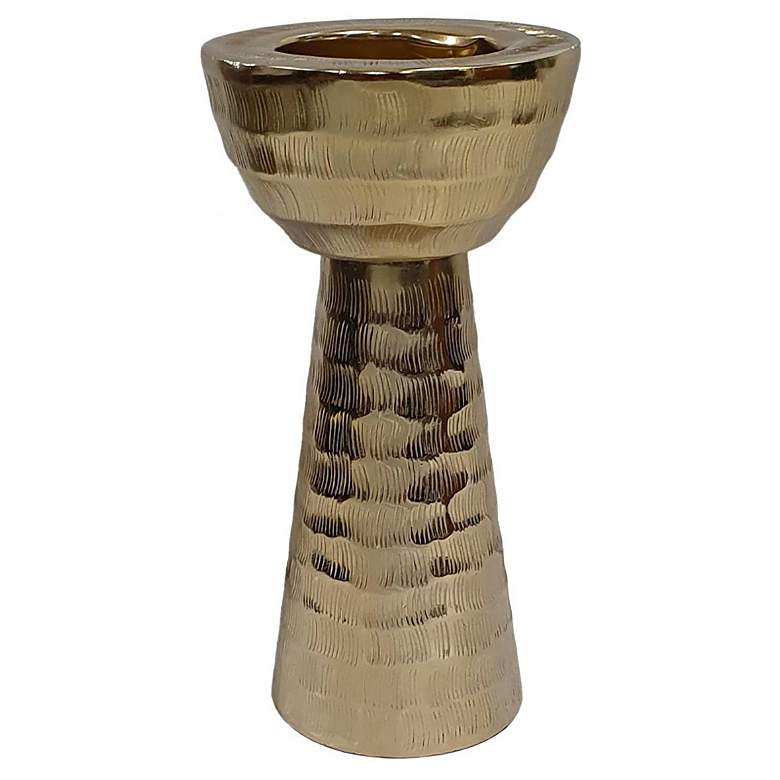 Image 1 10" High Gold Handmade Aluminum Candle Holder