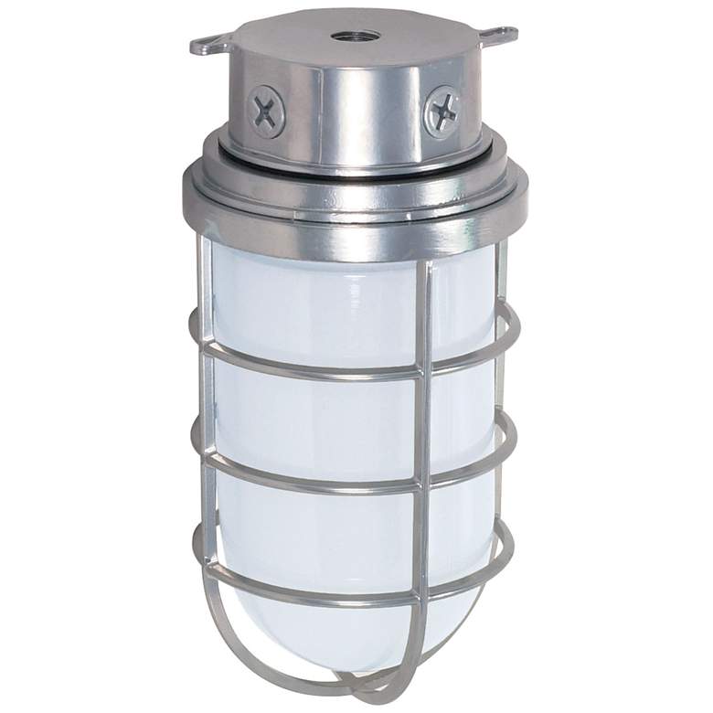 Image 1 10" High Metallic Silver 1 Light Surface Mount with Frosted Glass