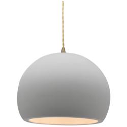 10"W Bisque Frame Antique Brass Globe Beige Twisted Cord LED Pendant