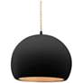 1_10"W Carbon/Gold Frame Matte Black Globe Beige Twisted Cord LED Pendan