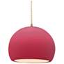 1_10"W Cerise Frame Antique Brass Globe Beige Twisted Cord LED Pendant