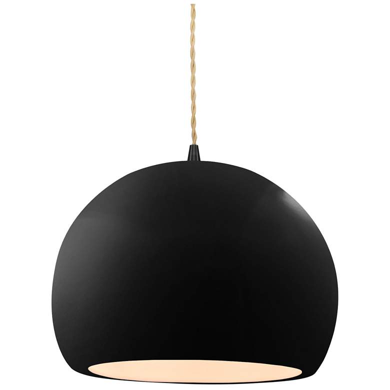 Image 1 10"W Gloss Black/White Frame Matte Black Globe Twisted Cord LED Pendan