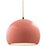 1_10"W Gloss Blush Frame Matte Black Globe Beige Twisted Cord Pendant