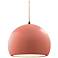 10"W Gloss Blush Frame Matte Black Globe Beige Twisted Cord Pendant