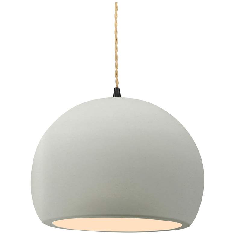 Image 1 10"W Matte White Frame Matte Black Globe Beige Twisted Cord LED Pendan